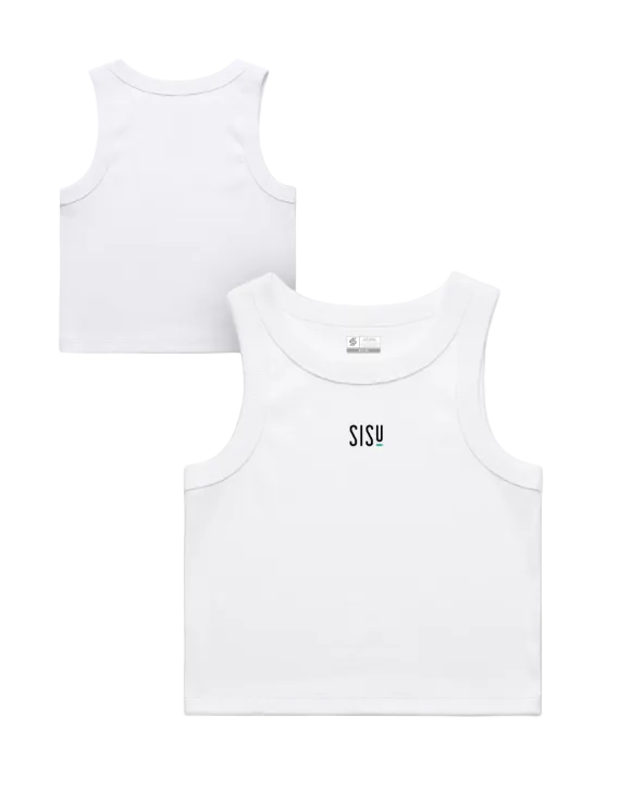 Sisu Womens White Rib Crop Tank