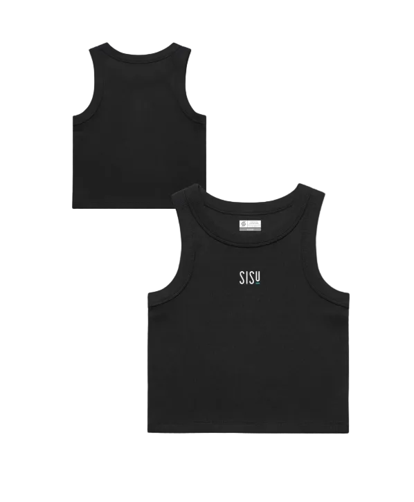 Sisu Womens Black Rib Crop Tank
